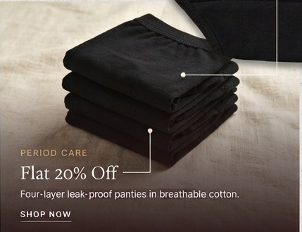 Period care panties in breathable cotton