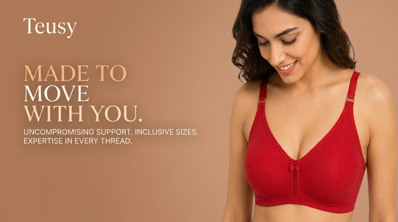 Teusy — Made to move with you. Uncompromising support, inclusive sizes.